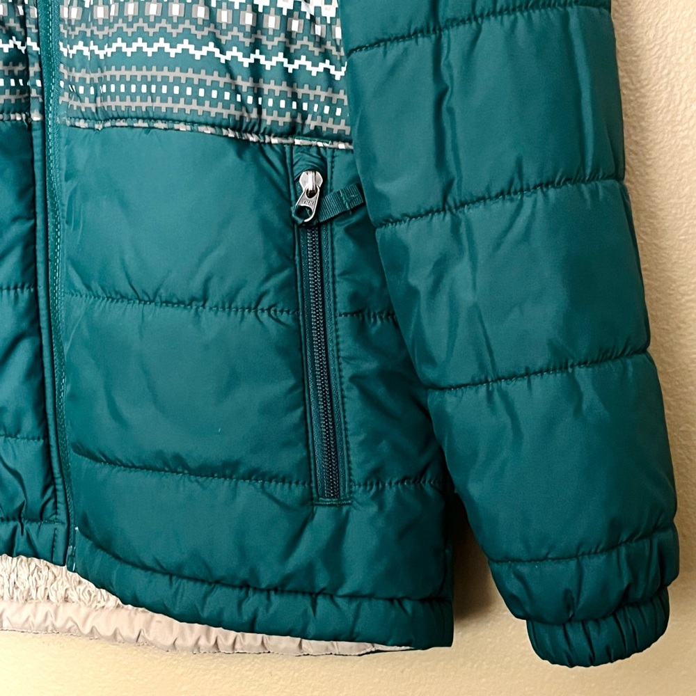 THE NORTH FACE Little Boy Reversible Jacket Size 10 Medium Grey white and Brow - Picture 5 of 13